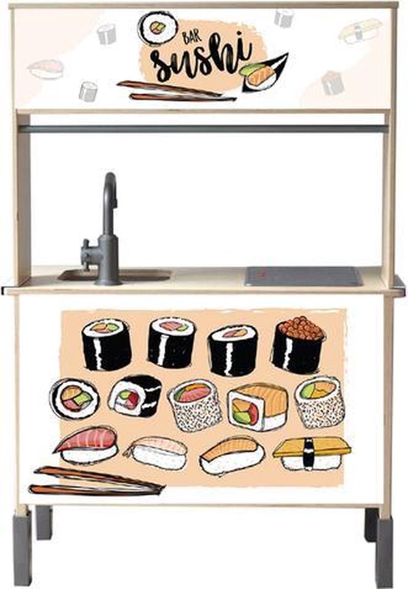 Stickerset ‘Sushi Zalm’ - Ikea duktig - Keuken sticker - Kinderkeuken sticker