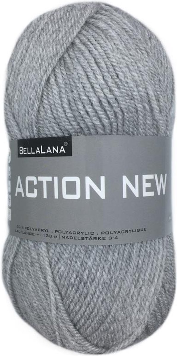 Bellalana Action new acryl garen - grijs - pendikte 3 a 4mm - 1 bol van 50 gram