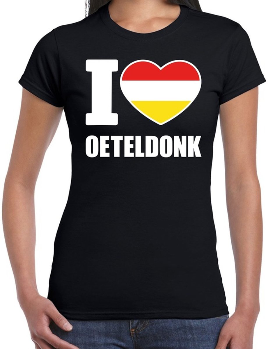 Carnaval t-shirt I love Oeteldonk voor dames- zwart - s-Hertogenbosch -  Carnavalshirt / verkleedkleding S