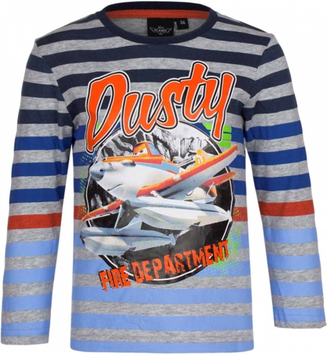 Planes t-shirt grijs gestreept 104