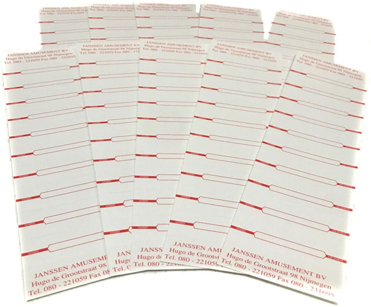 Titelstrips Wit/Rood- Set Van 10 Vellen - 100 Strips Totaal