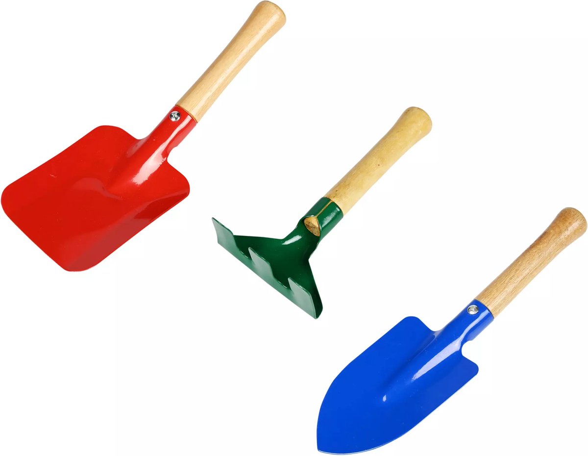   3-delige tuingereedschap set voor kinderen - kleurrijk en veilig - hout en metaal