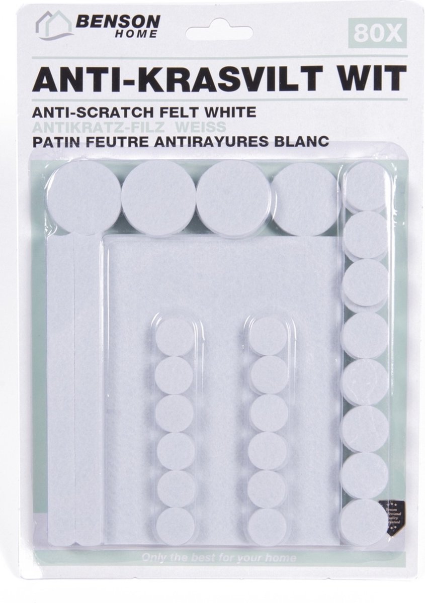   Antikrasvilt - Wit - Diverse maten - 80 stuks - Sterk klevend