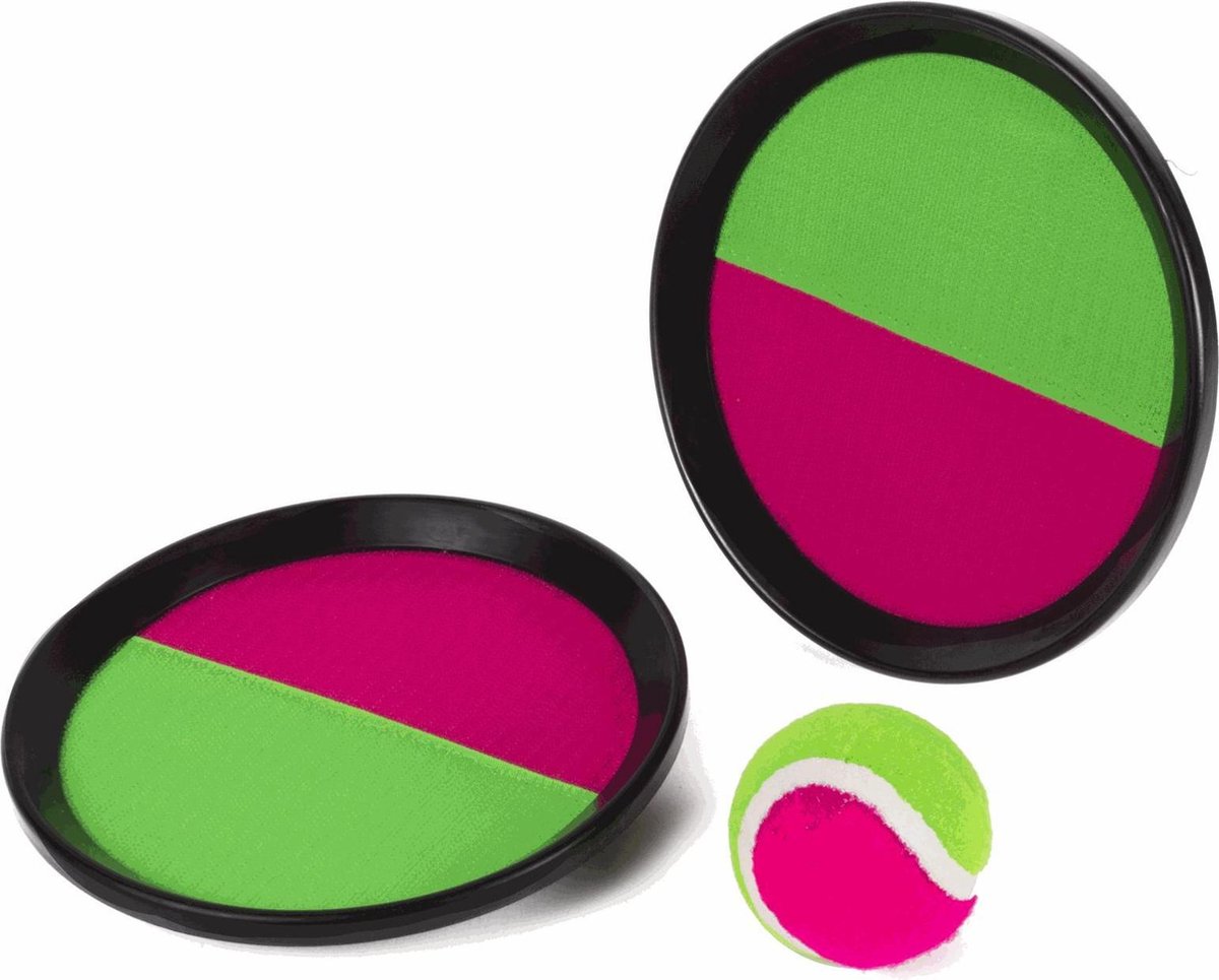 Benson Vangbal Set - Klittenband - Ø 19 cm. - Roze/Groen