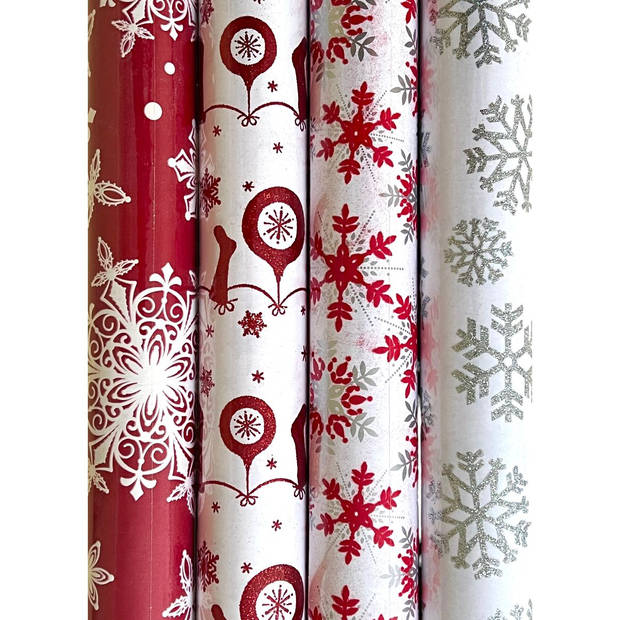 Assortiment Luxe Kerst Inpakpapier   Met Foliedruk En Glitter - 150 x 70 cm - 3 Rollen