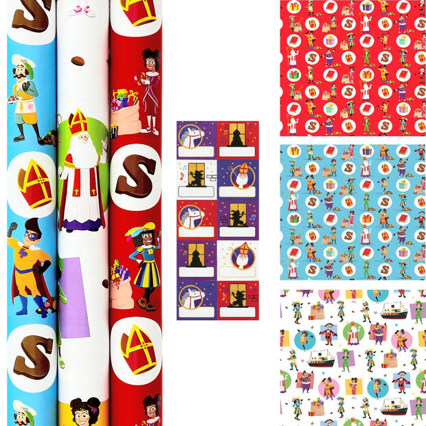 Club Van Sinterklaas Inpak   incl. 60 naamstickers - 24 Rollen 70 cm x 2 meter