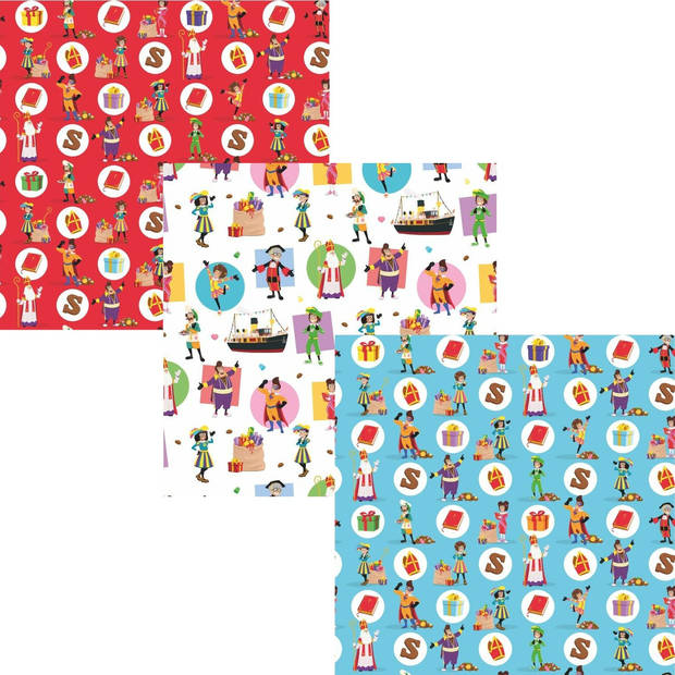 De Club van Sinterklaas cadeaupapier - inpakpapier - 2 meter x 70 cm - 12 rollen