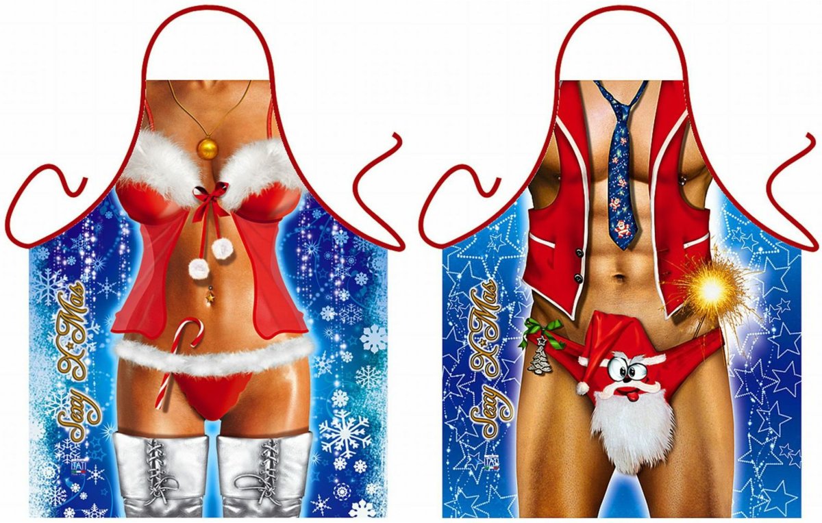 Kerstman en Kerstvrouw Sexy Grappig Leuk Schort Keukenschort voor Kerstmis