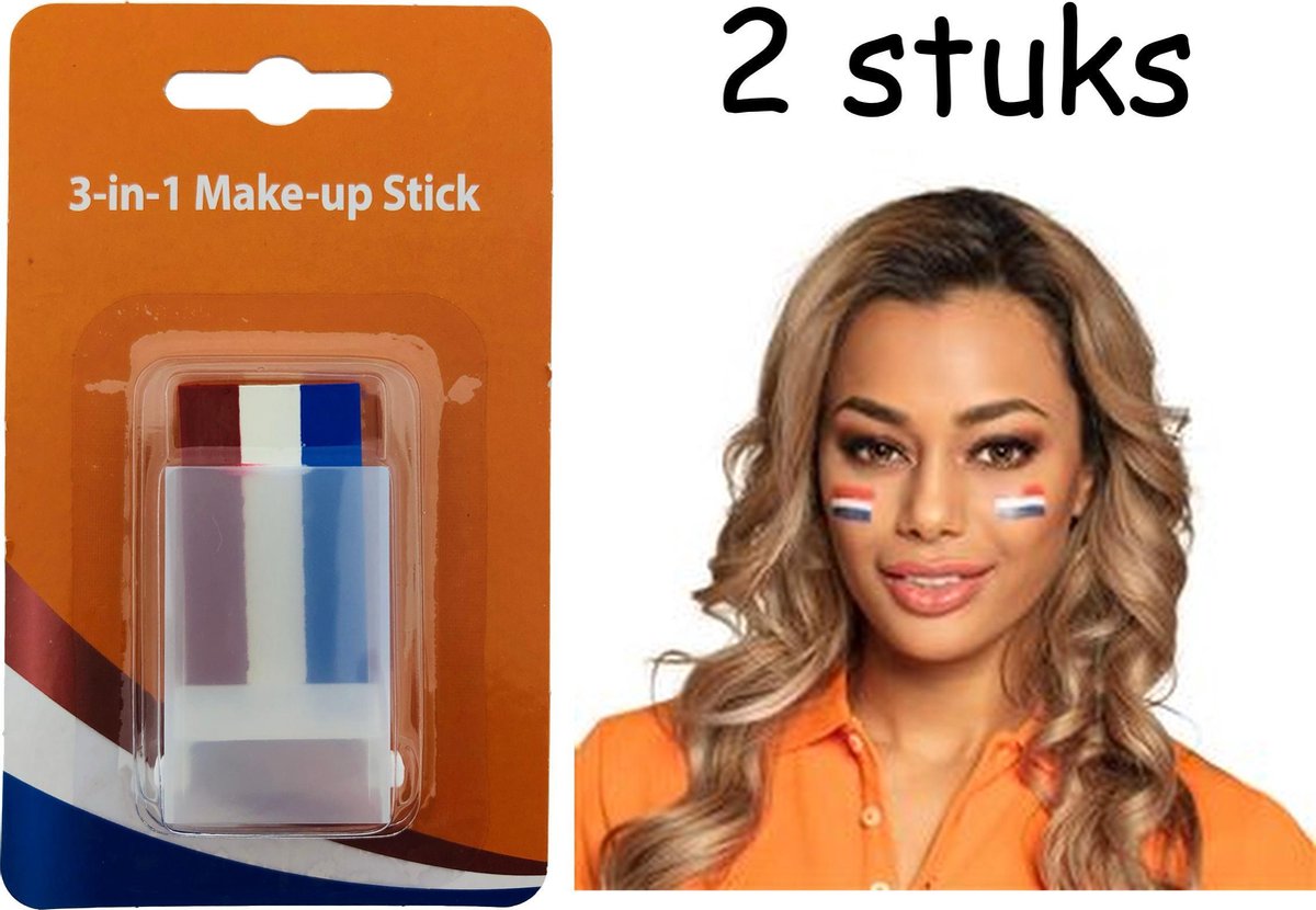 Make-up Stick - Schminkstift - Schminkstick -  Rood Wit Blauw - 2 Stuks