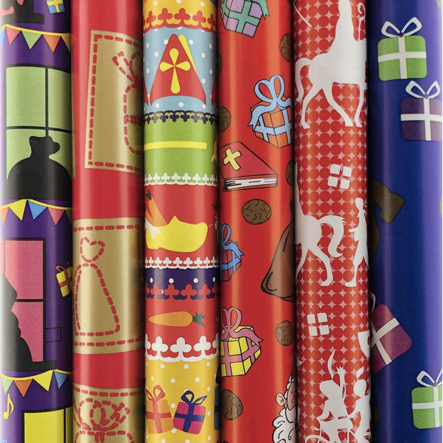 Sinterklaaspapier Inpakpapier   Assortiment - 300 x 70 cm - 10 rollen