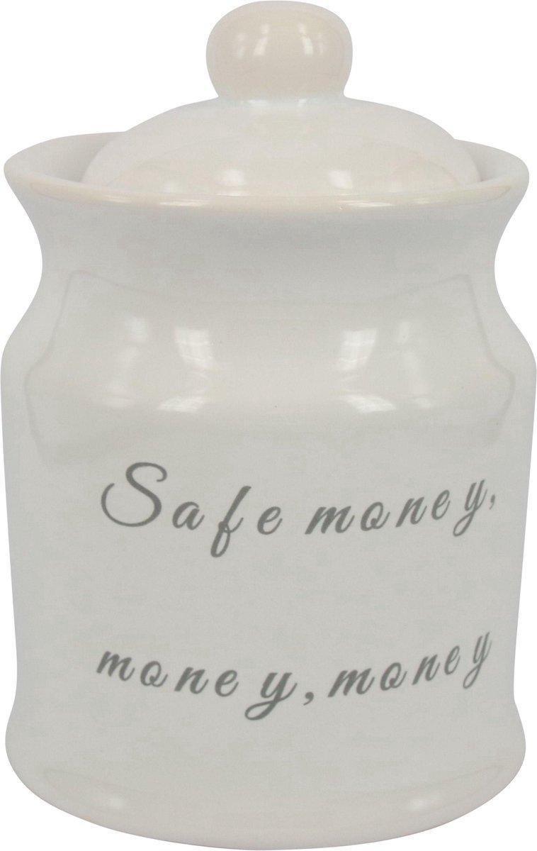 Spaarpot Karamiek - Safe money, money, money - 13 x 9 cm