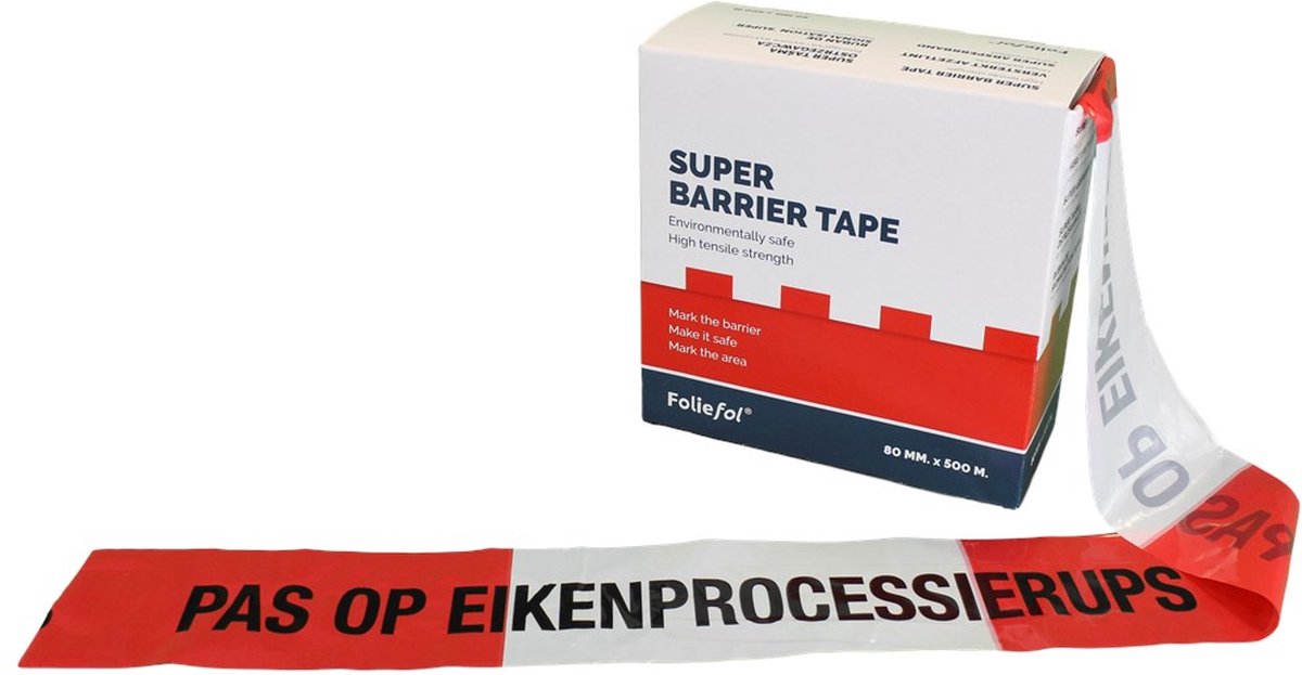Foliefol VPM80500-0030 Afzetlint - 80mm x 500m - Rood/Wit