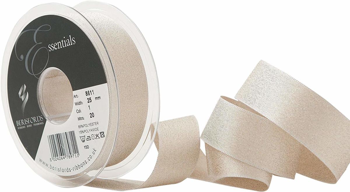 Berisfords Glitter White 1 ribbon lint 25 mm 20 meter