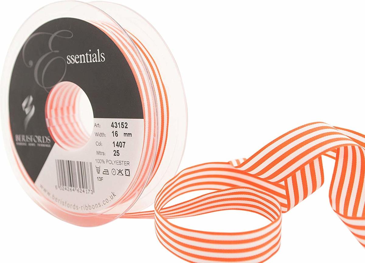 Berisfords Stripes Orange 1407 ribbon lint 16 mm 25 meter