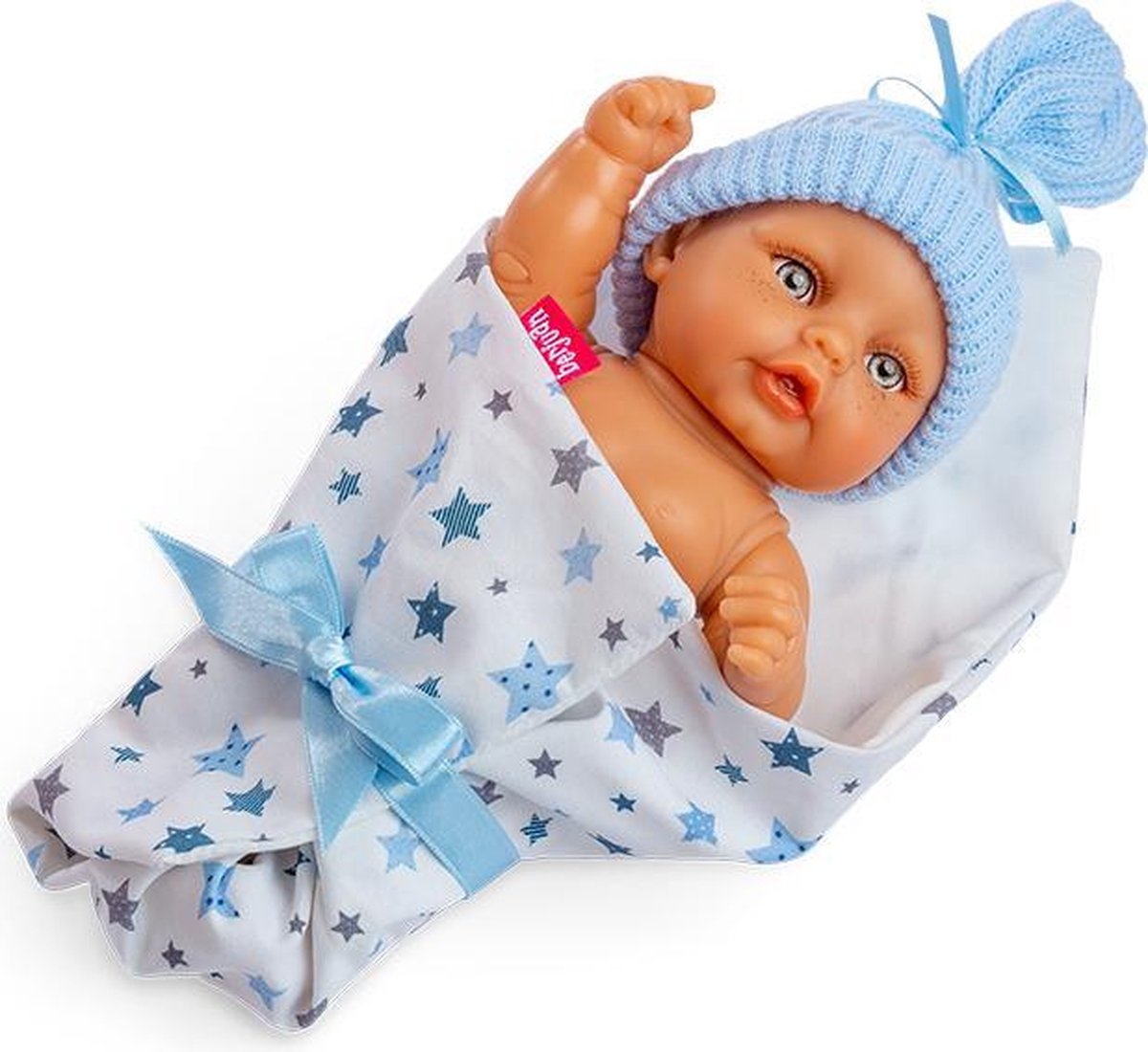 Berjuan Babypop Met Slaapzak Meisjes 25 Cm Wit/blauw