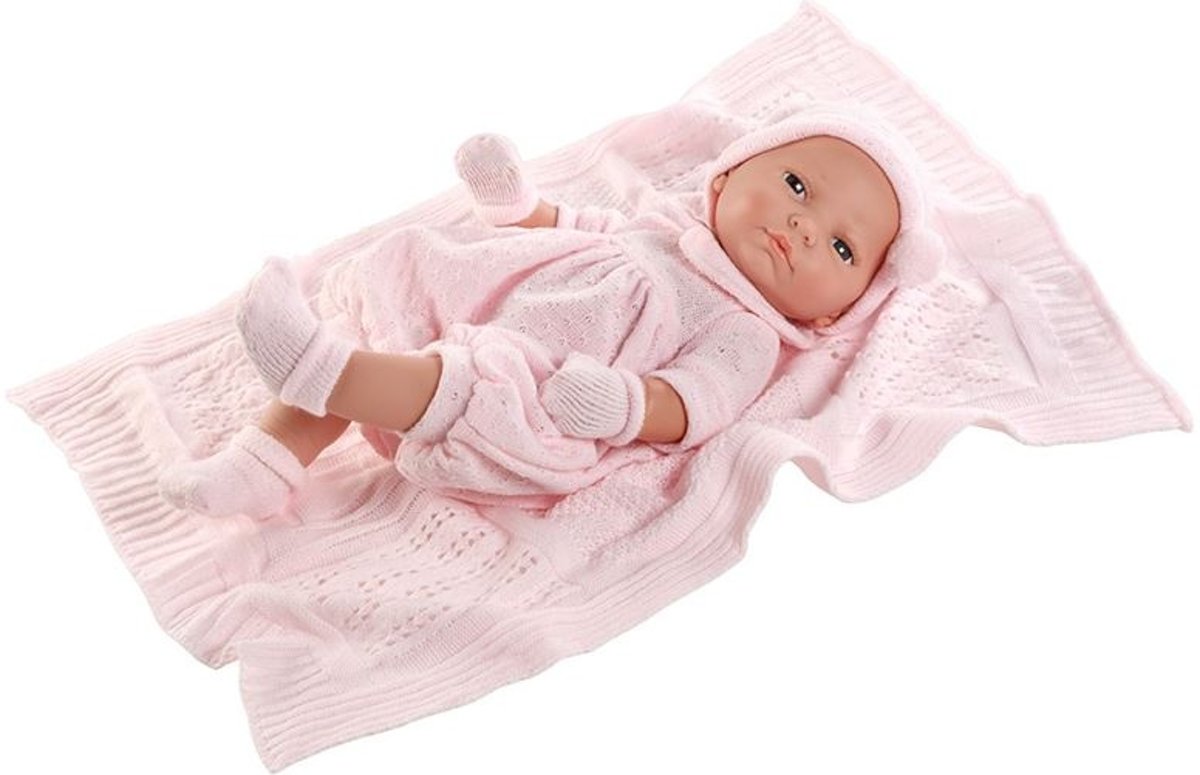 Berjuan Babypop Newborn Met Dekentje 45 Cm Roze