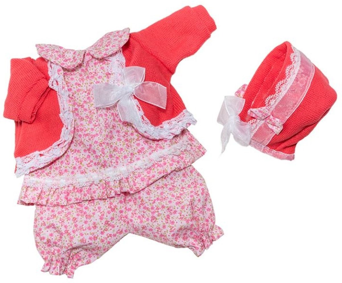 Berjuan Kledingset Babypop 30 Cm Rood/roze