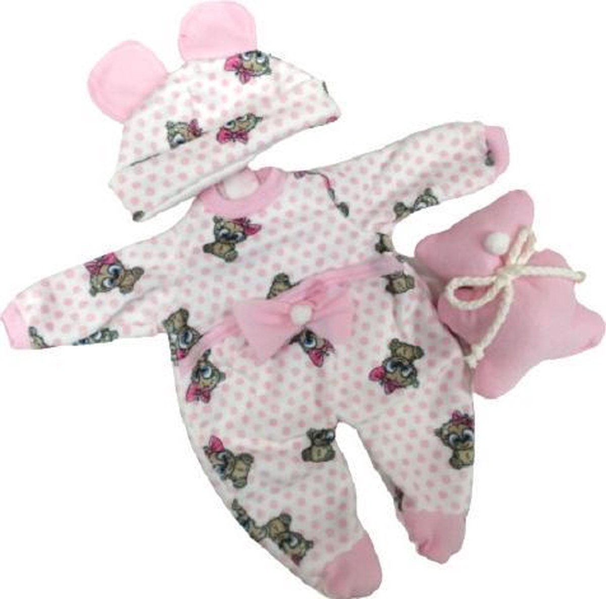 Berjuan Poppenpyjama Smile Meisjes 30 Cm Textiel Roze/wit