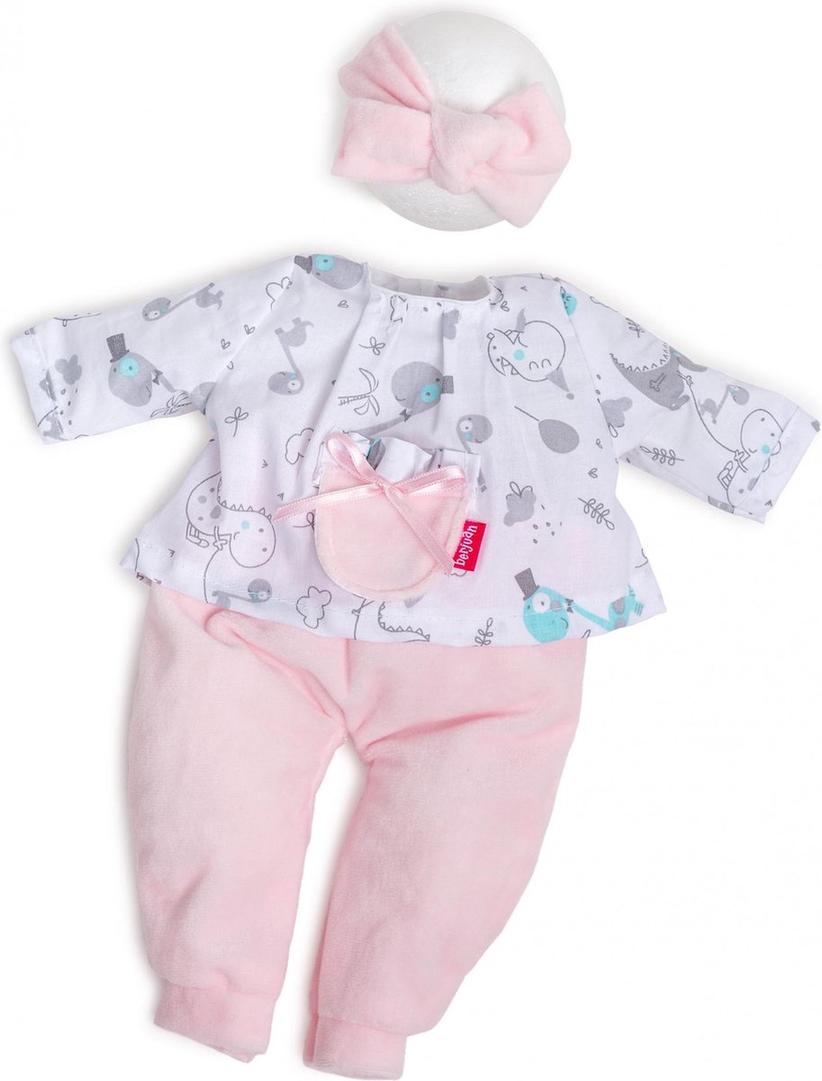   Poppenpyjama Susu Meisjes 30 Cm Roze/wit/grijs