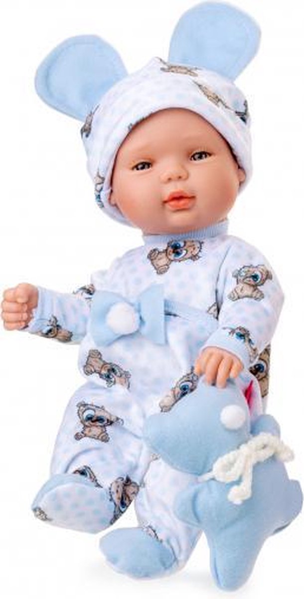 babypop in pyjama 30 cm blauw