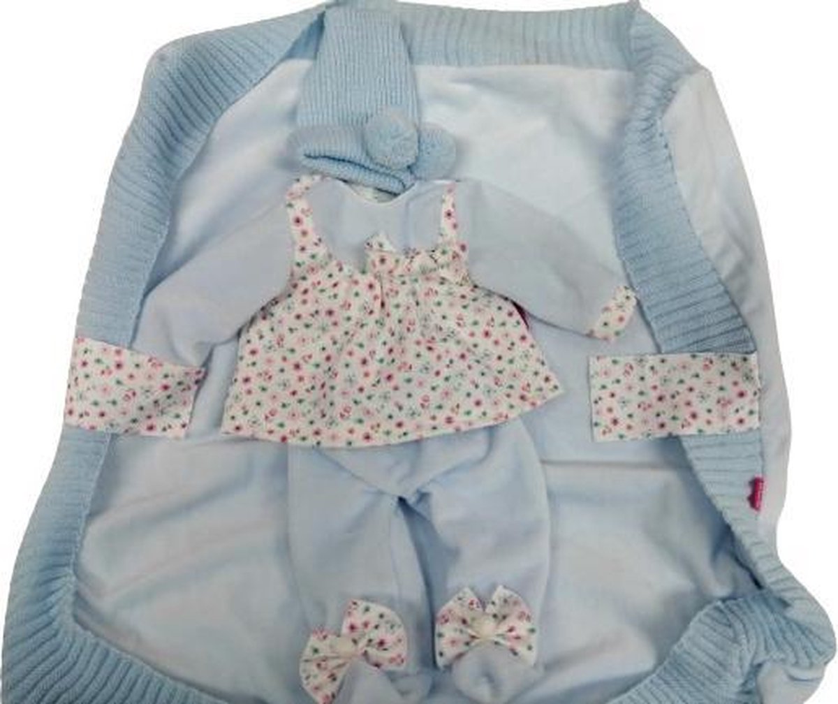 babypopkleding Newborn meisjes textiel blauw/wit