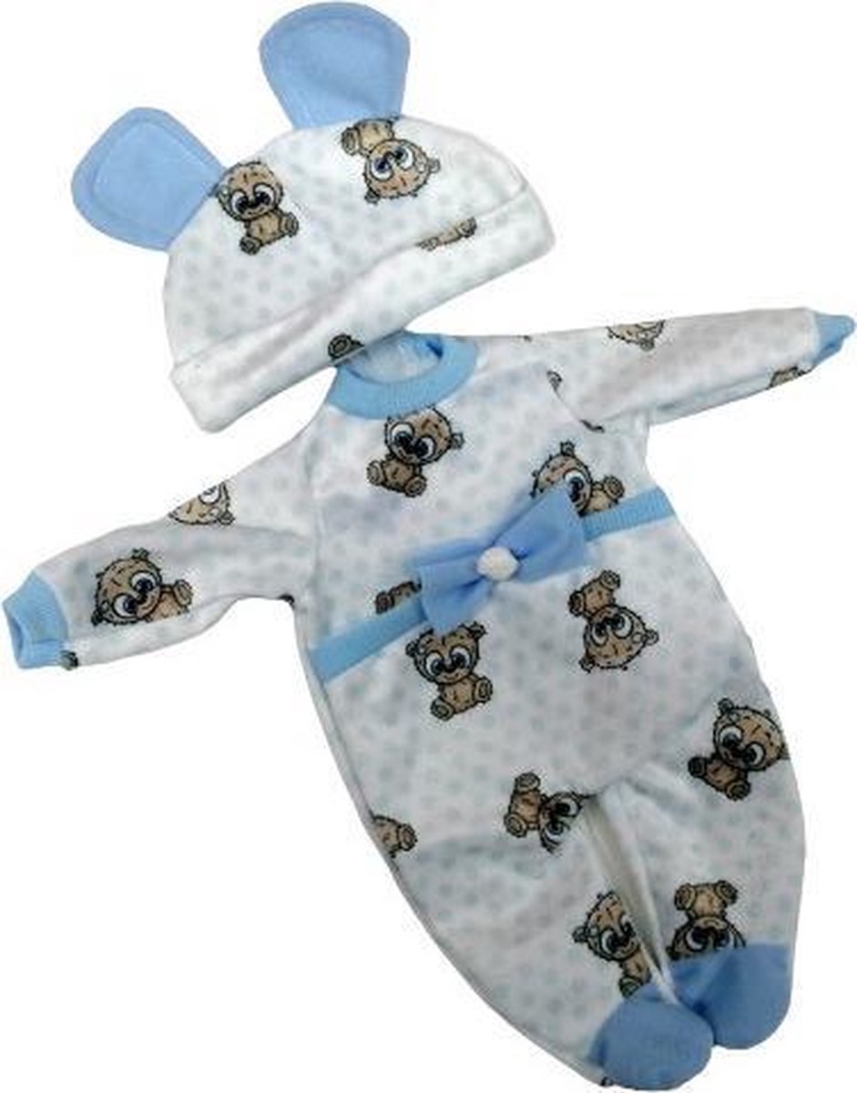 babypopkleding Pyjama meisjes textiel blauw 2-delig