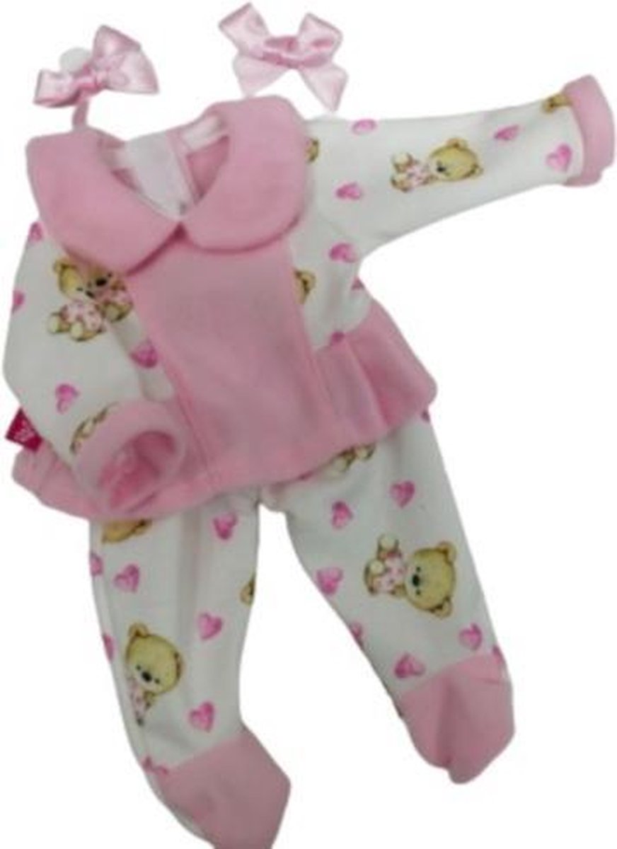 babypopkleding meisjes textiel wit/roze 3-delig