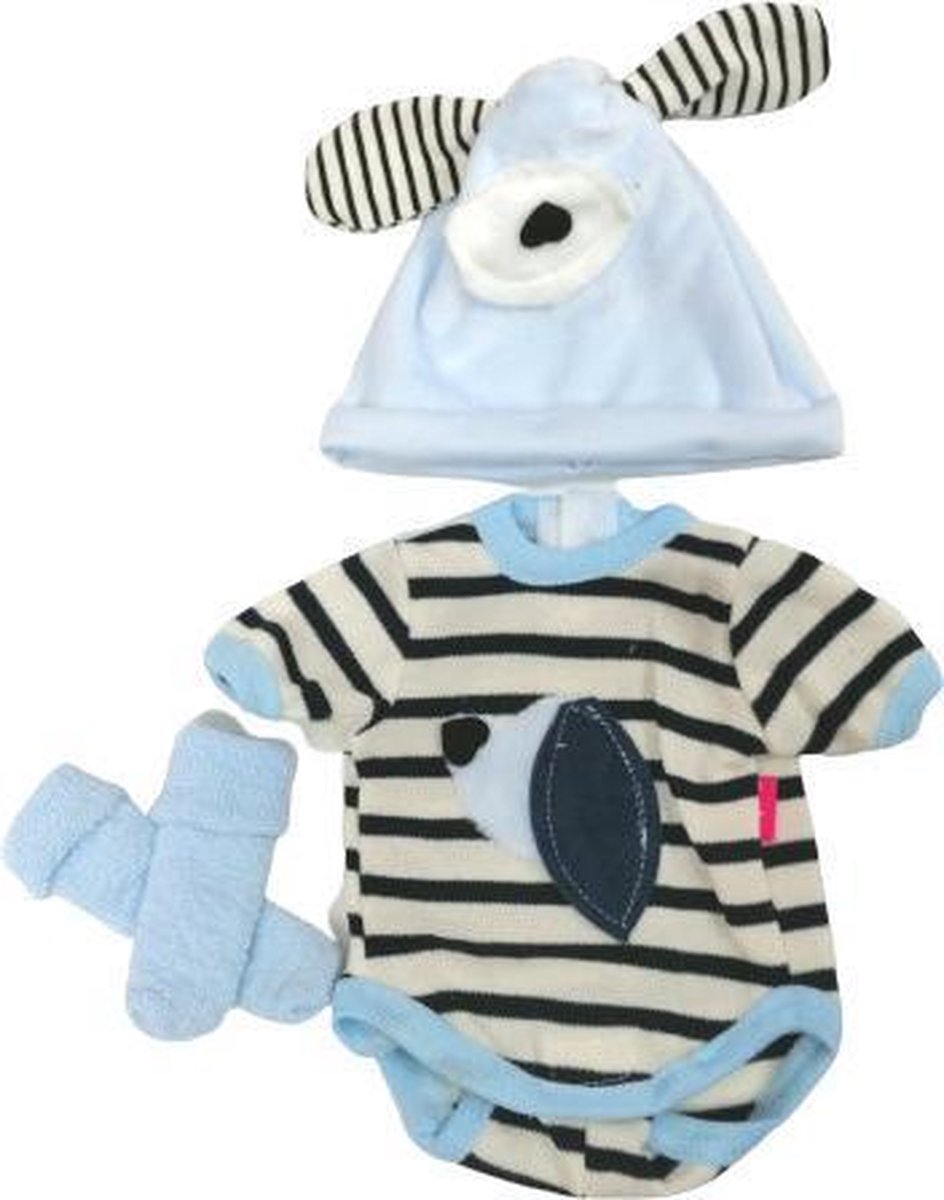 babypoppenkleding Newborn 45 cm wol cr√®me/blauw