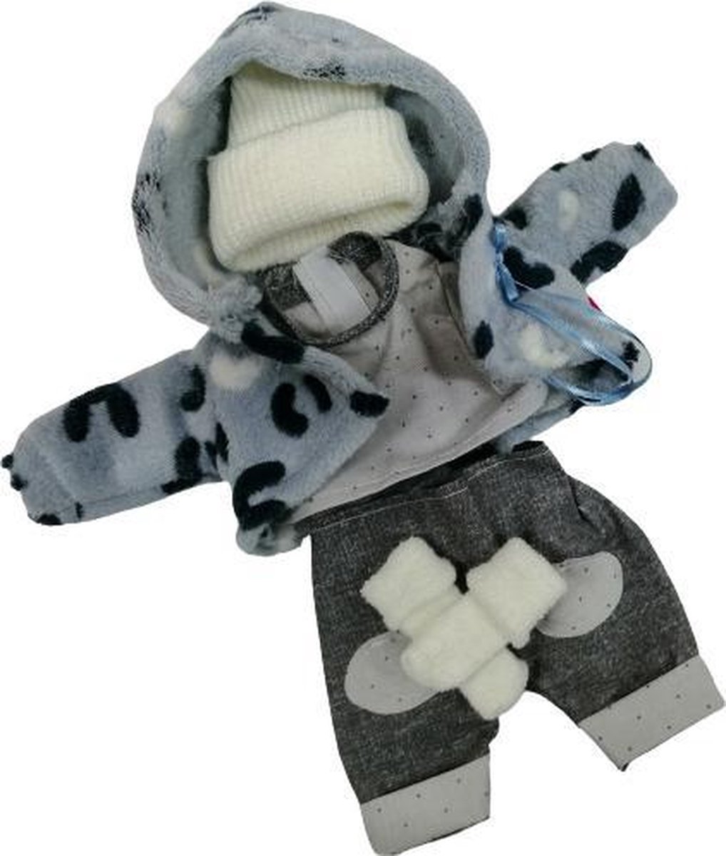 babypoppenkleding meisjes 28 cm textiel grijs/wit