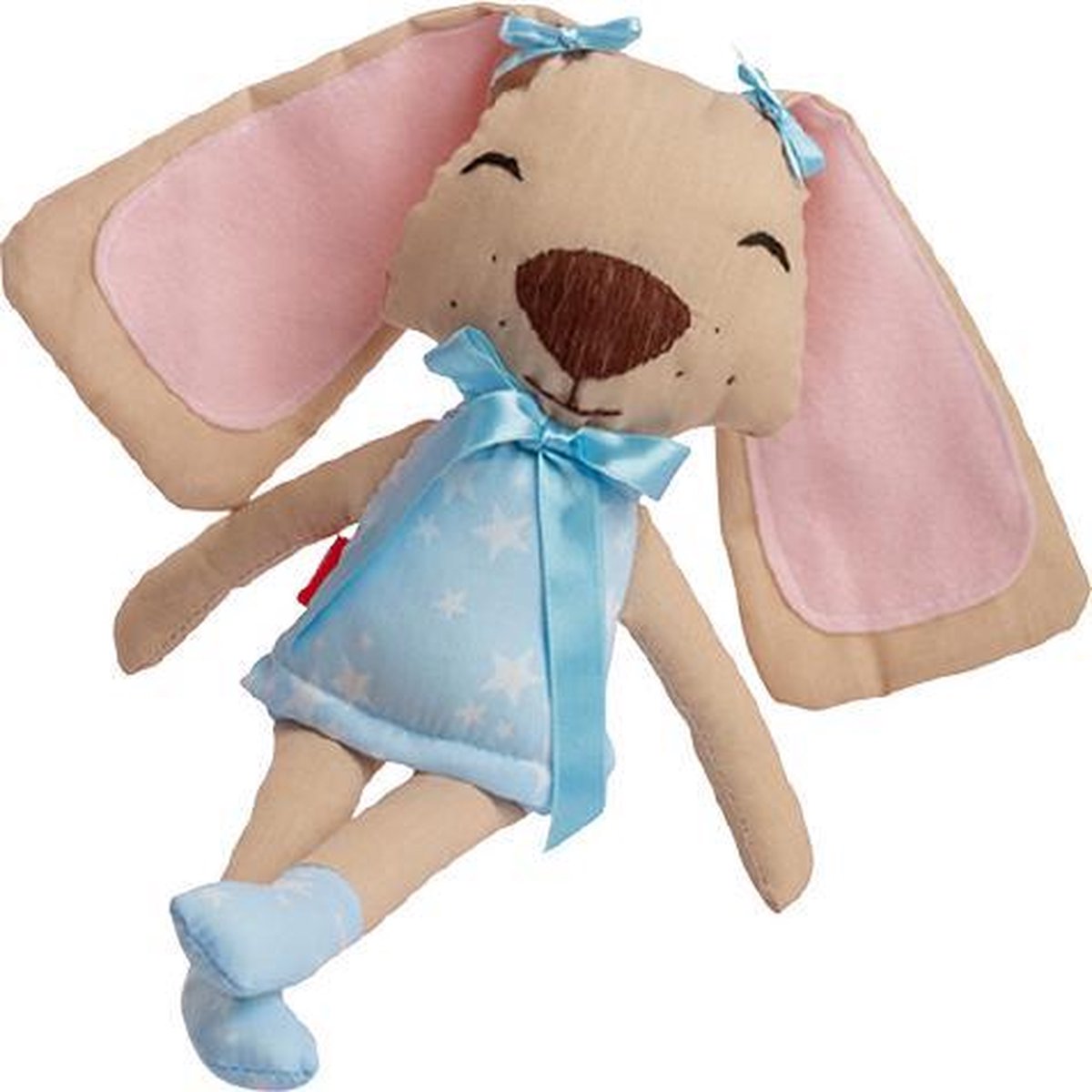 knuffelpop Puppy meisjes 36 cm katoen blauw/roze