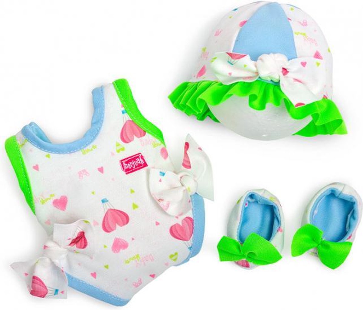 poppenkleding badjurk meisjes 38 cm PE groen/blauw