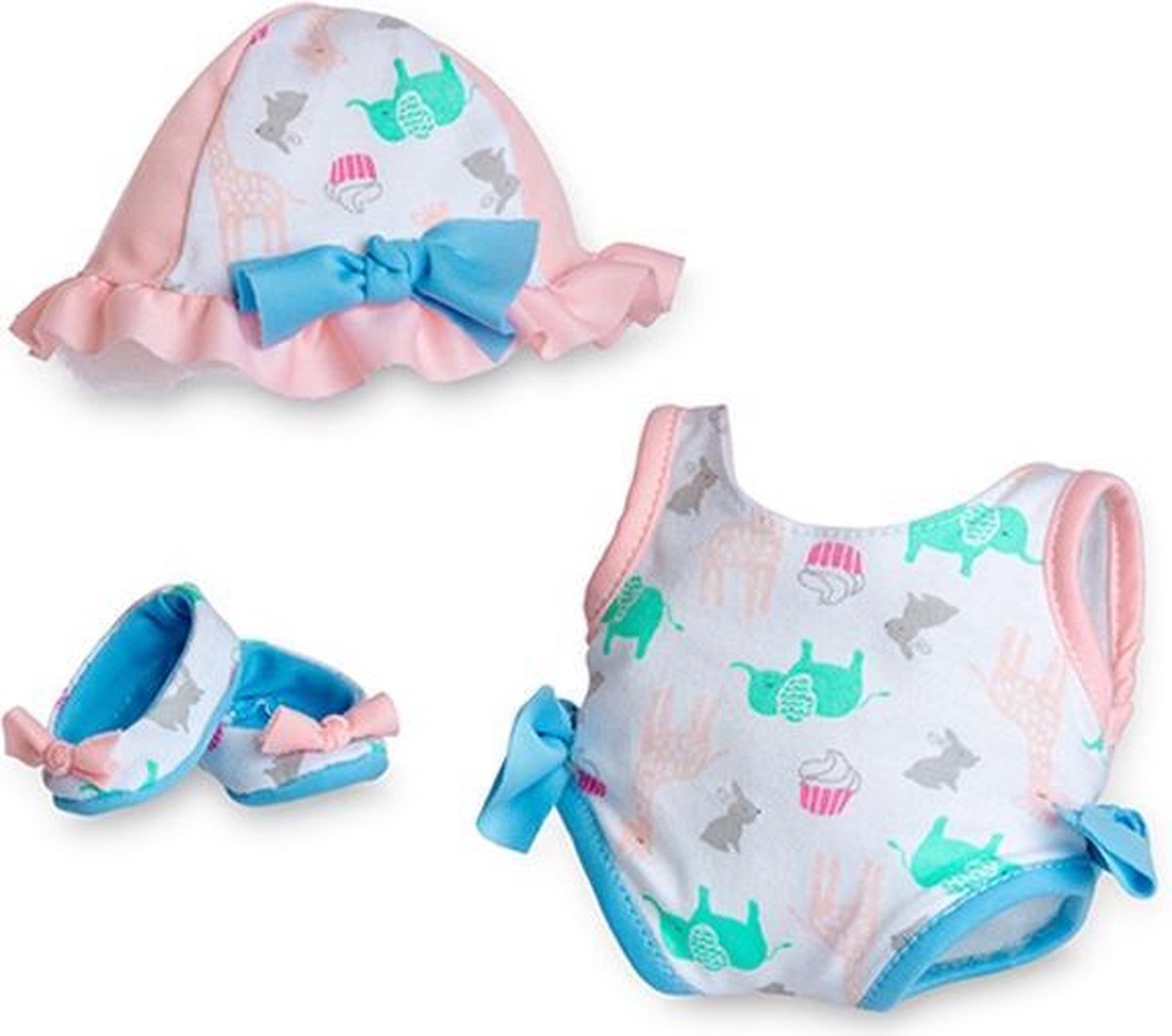 poppenkleding badjurk meisjes 38 cm PE roze/groen