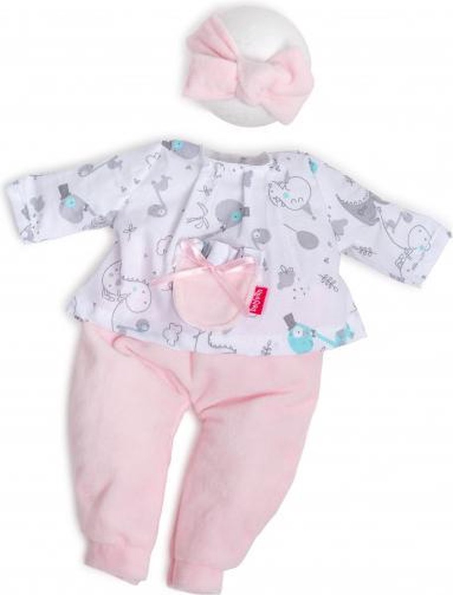 poppenpyjama Susu meisjes 30 cm roze/wit/grijs