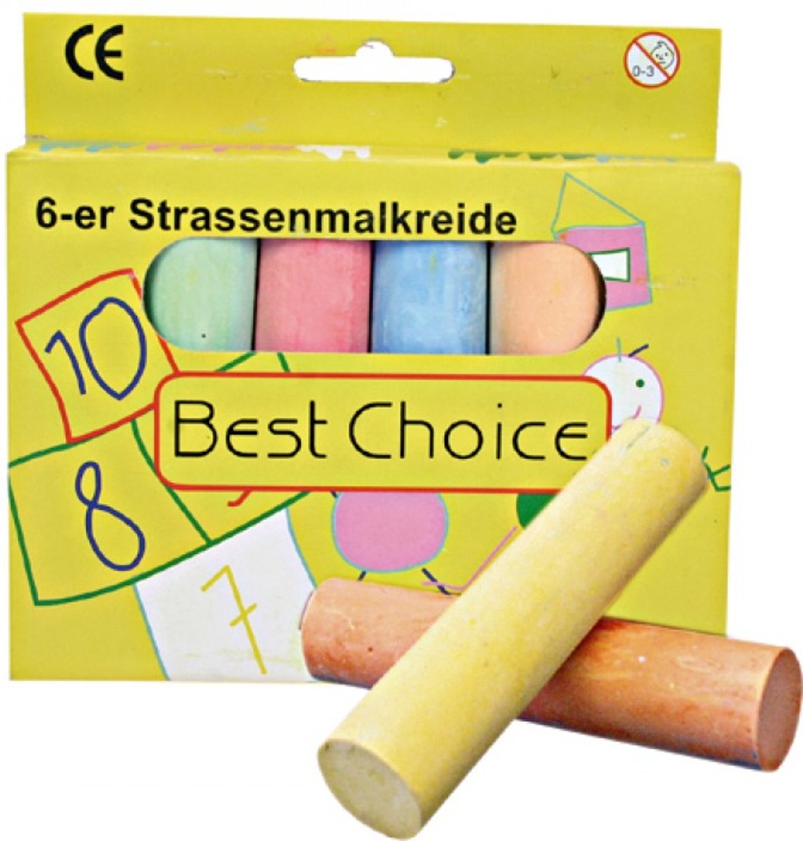 stoepkrijt 6 stuks 10cm Jumbo in box colored sort