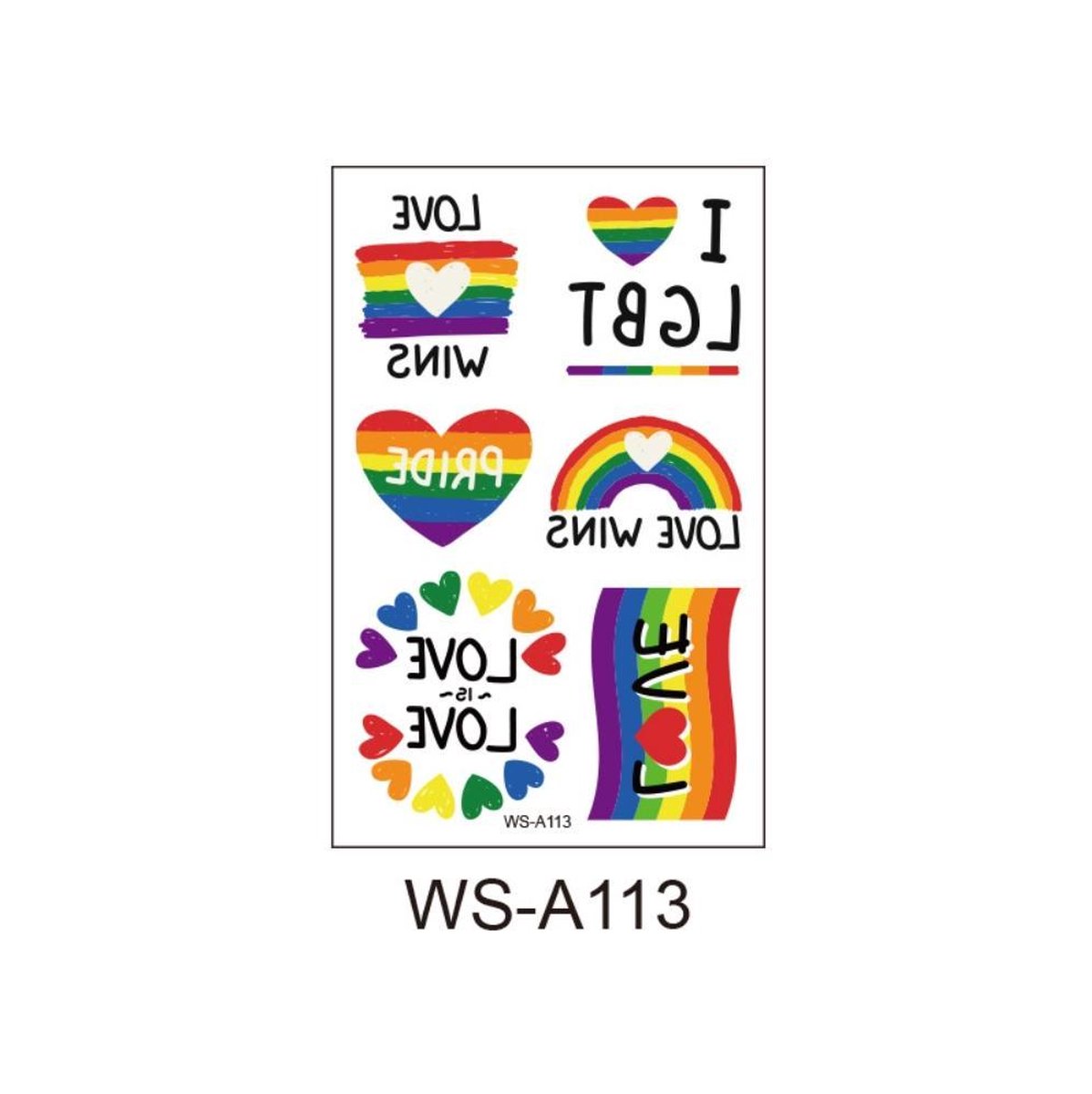 2x Regenboog gay pride kleuren neptattoos-Plak tattoo-tattoo stickers-Regenboogvlag LHBT accessoires-WS-A113