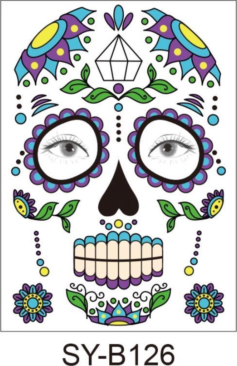 Halloween Face  s-Plak Tattoos-tattoo stickers-1 Vel-B126