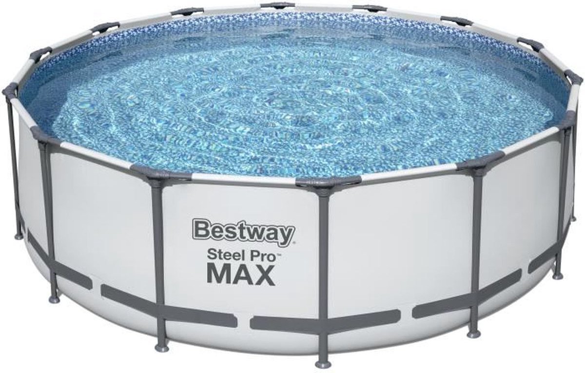 BESTWAY Steel Pro Max™ bovengronds zwembadpakket - 427 x 122 cm - Rond (Met patroonfilter, afdekking en ladder)