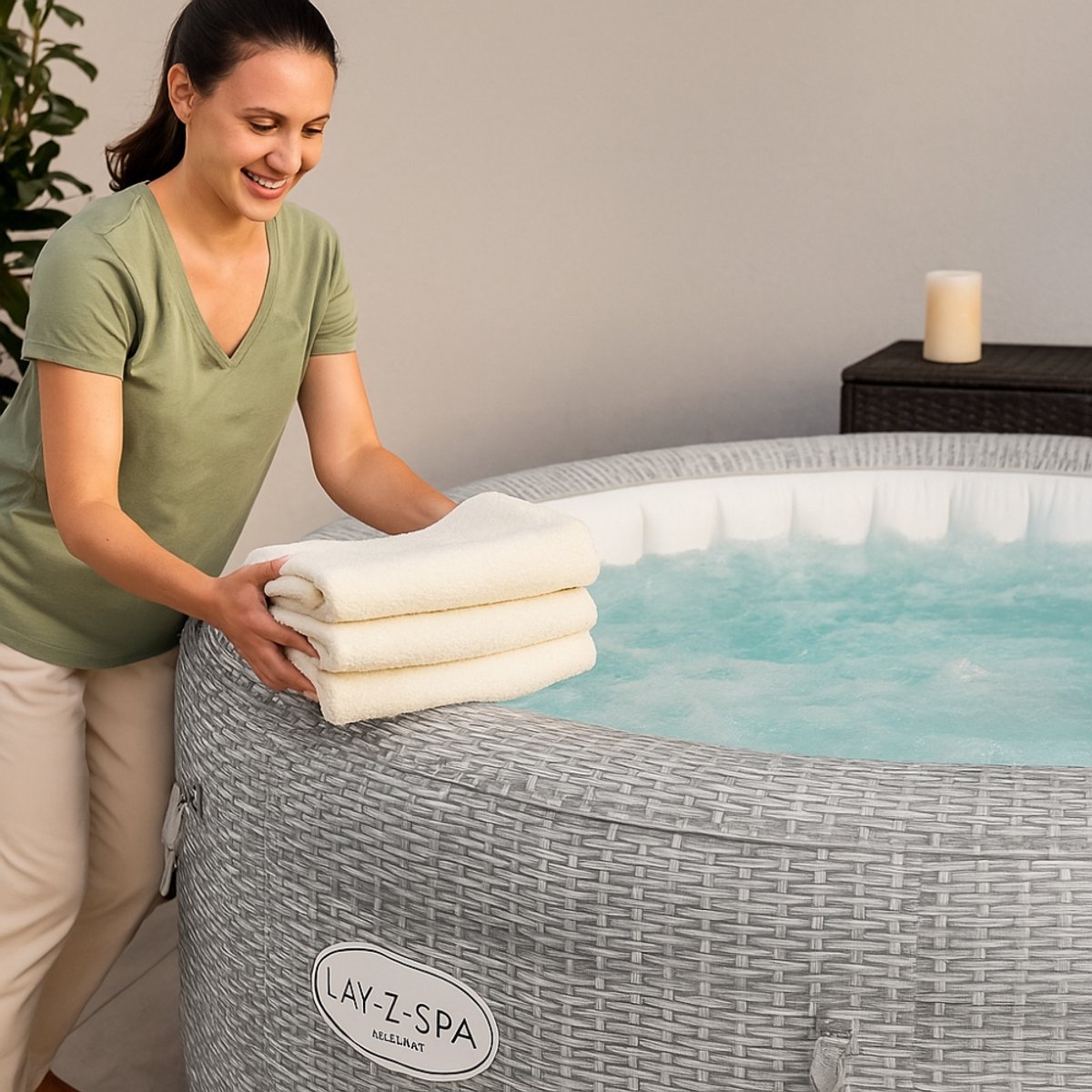   - Opblaasbare Spa - Lay-Z-Spa AirJet - Honolulu - Ø 196 x 71 cm - Voor 4 tot 6 personen - Inclusief pomp, filter & afdekzeil