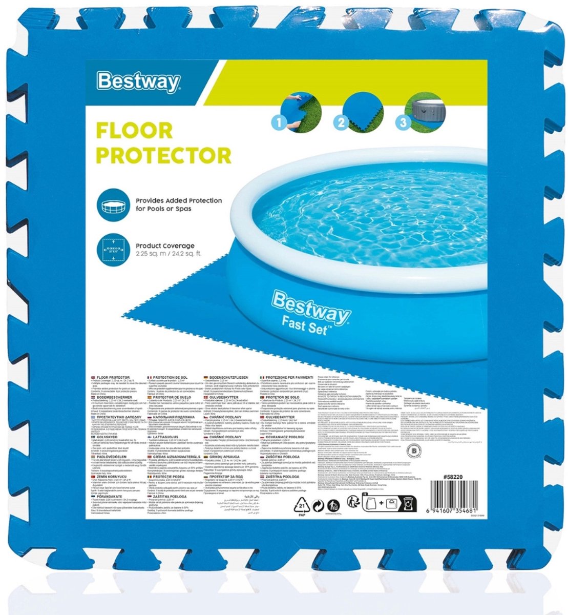   - Zwembadtegels - Set van 8 tegels - 50 x 50 cm - Blauw - Voor bescherming van zwembadbodem