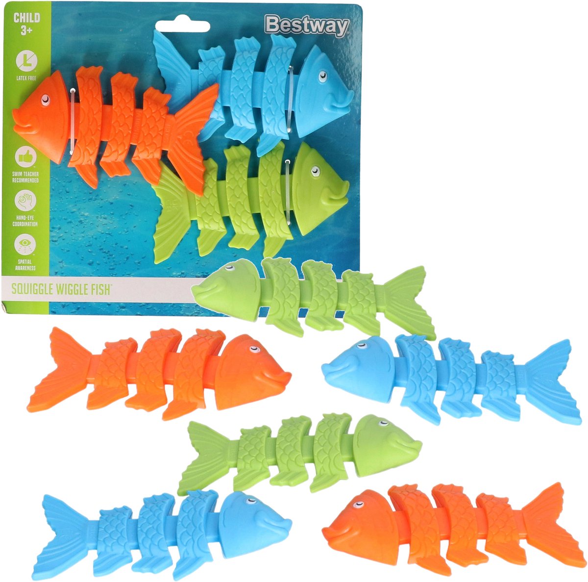   Duikringen vissen - 9x stuks - gekleurd - kunststof - duik spelletjes - zwembad speelgoed