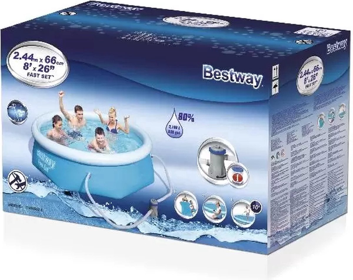 Bestway Fast Met Filterpomp Rond Blauw Opblaas zwembad