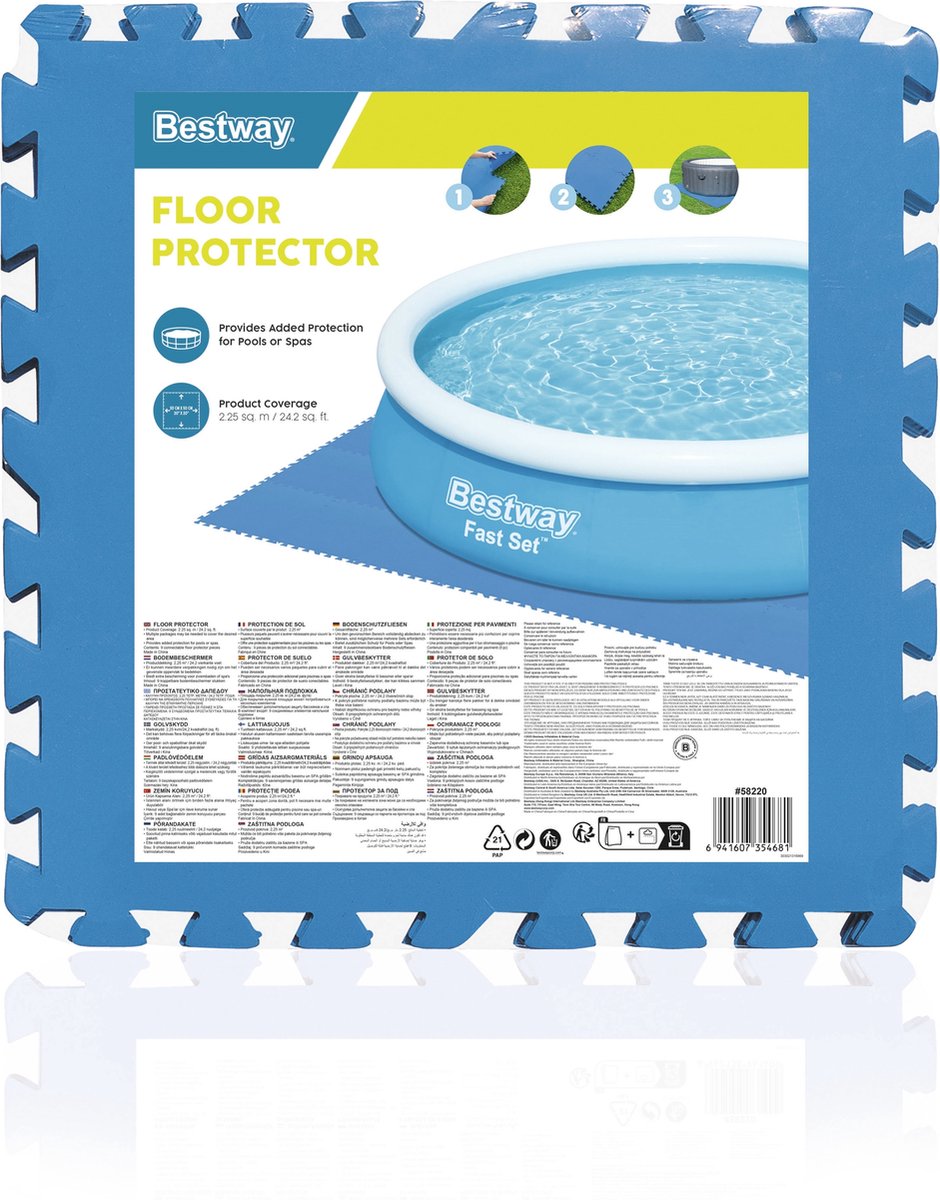   Flowclear - Zwembad tegels - Vloerbescherming - Set van 9 stuks - 50 x 50 cm - 2.25 m2