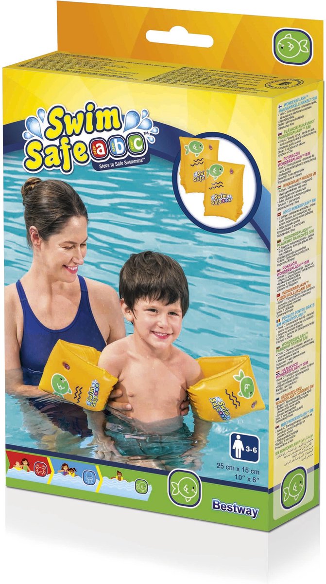   Kinder zwembandjes / zwemvleugels - Swimsafe - 3-6 jaar - 25 x 15 cm - pvc - zwembad - zwemmen