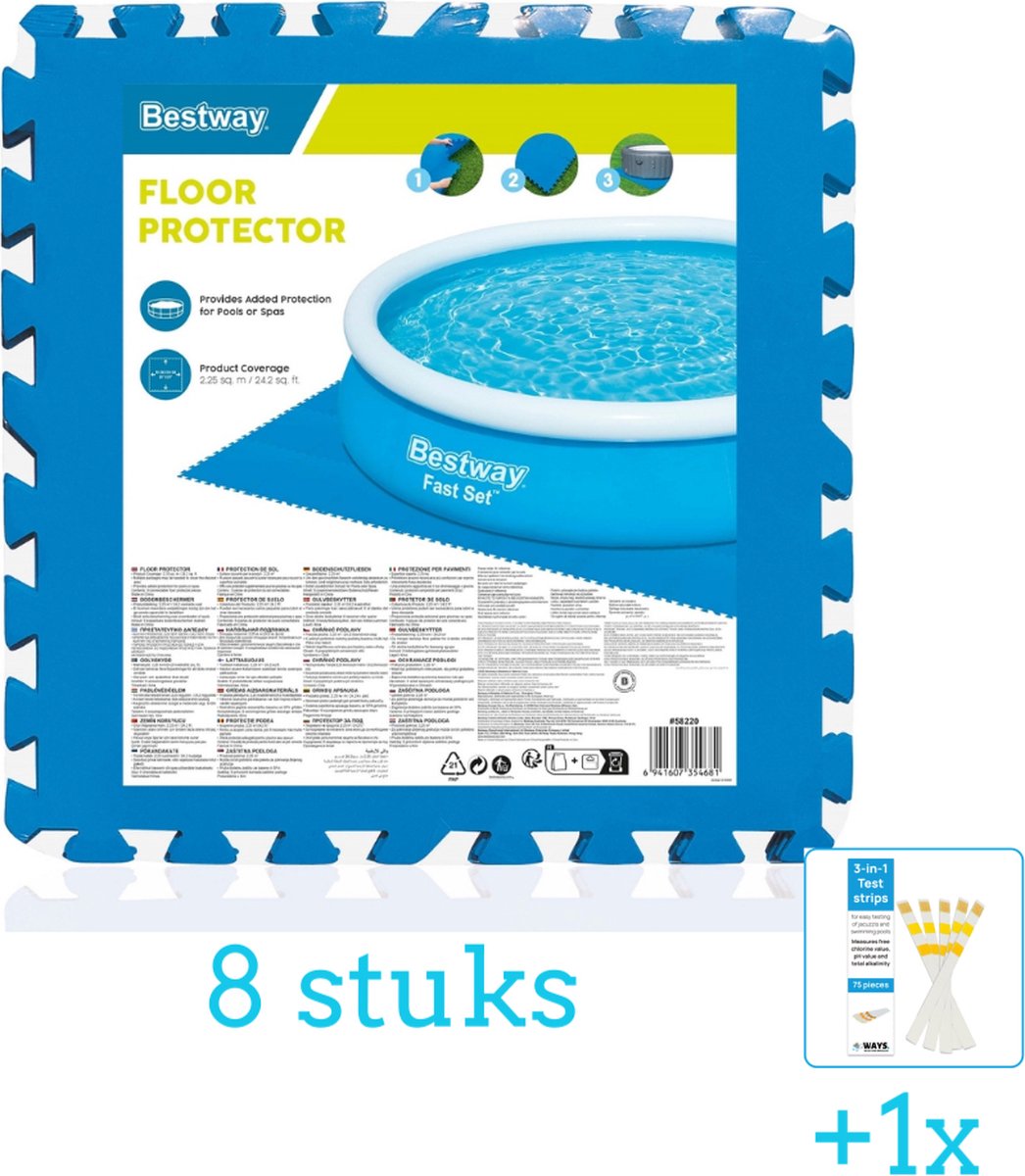   Vloertegels 50 x 50 cm - (8 stuks per verpakking) - Blauw - 8 stuks - Voordeelverpakking - Inclusief WAYS Testrips (1 stuks)