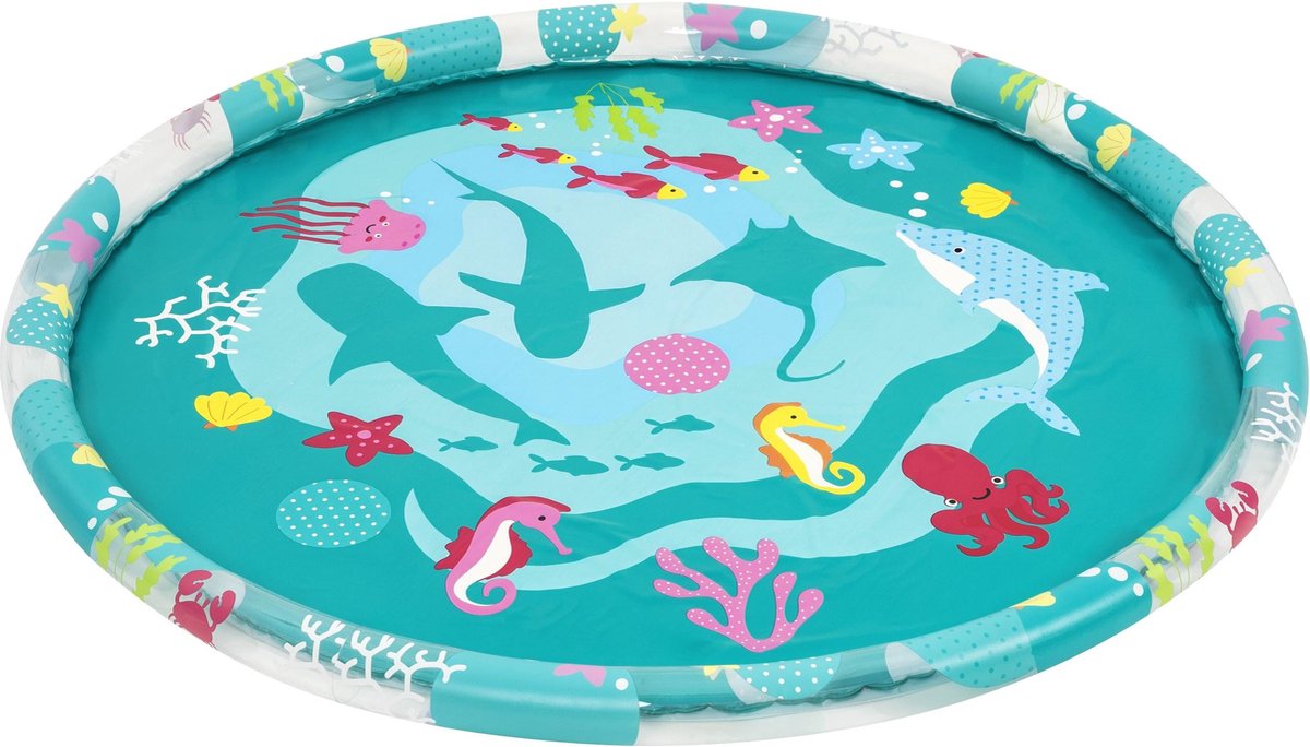 Bestway Waterspeelmat - Onderwaterprint - Watermat - 165 x 165 CM - Opblaasbare Randen met Sproeisysteem - Vanaf 2 Jaar