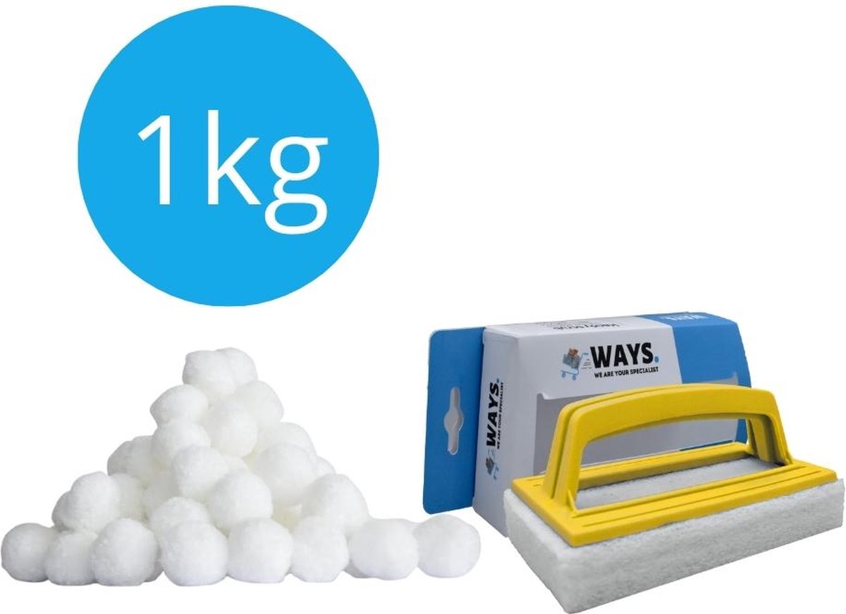 Flowclear Polysphere Filterbollen - 1000 gram & WAYS scrubborstel