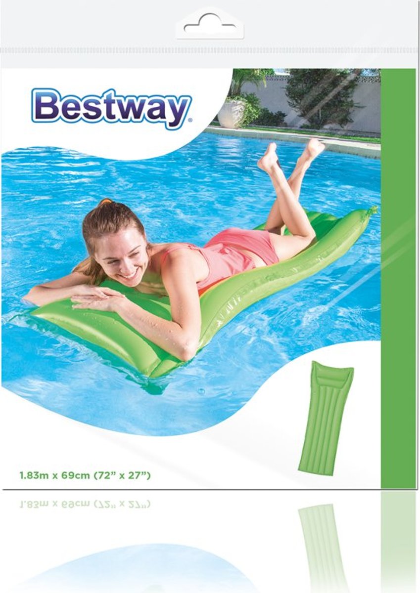 Opblaasbaar Zwembed - Zwemmatras - Luchtbed - Waterbed - Waterluchtbed - Mat Groen - 183 x 69 cm