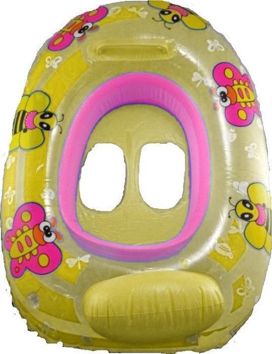 Opblaasboot boot zwemband voor Baby 40 x 59 cm - Geel gekleurd vrolijk water speelgoed - ponton