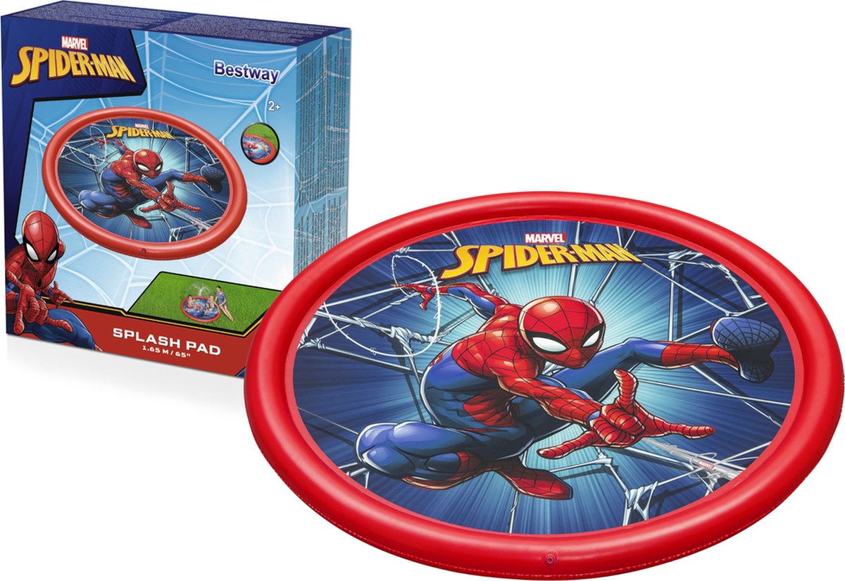 Waterspeelmat - Spider-Man - Ø 165cm - opblaasbaar - rood blauw