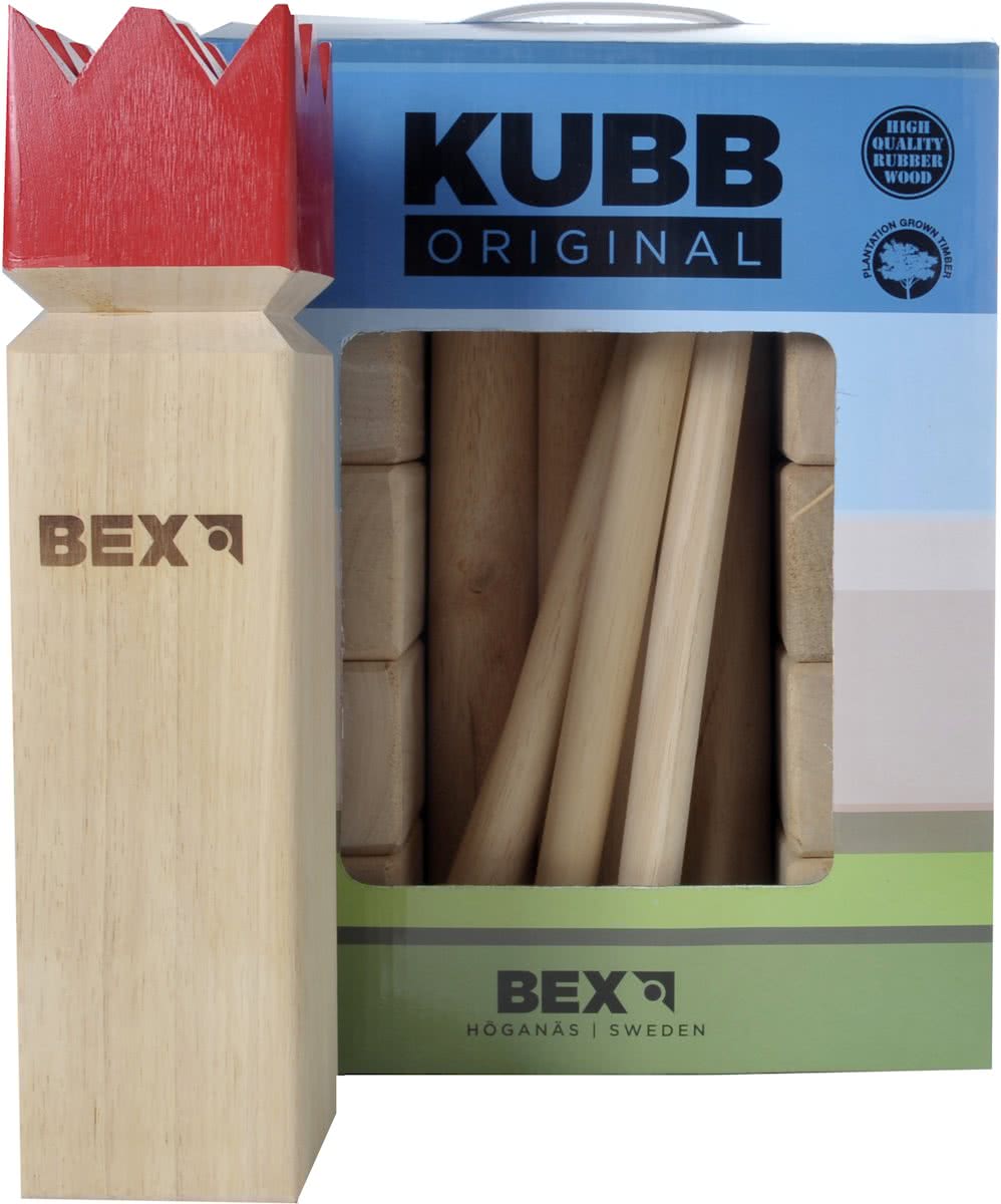 Bex Kubb Viking Original Rode Koning - Rubberhout